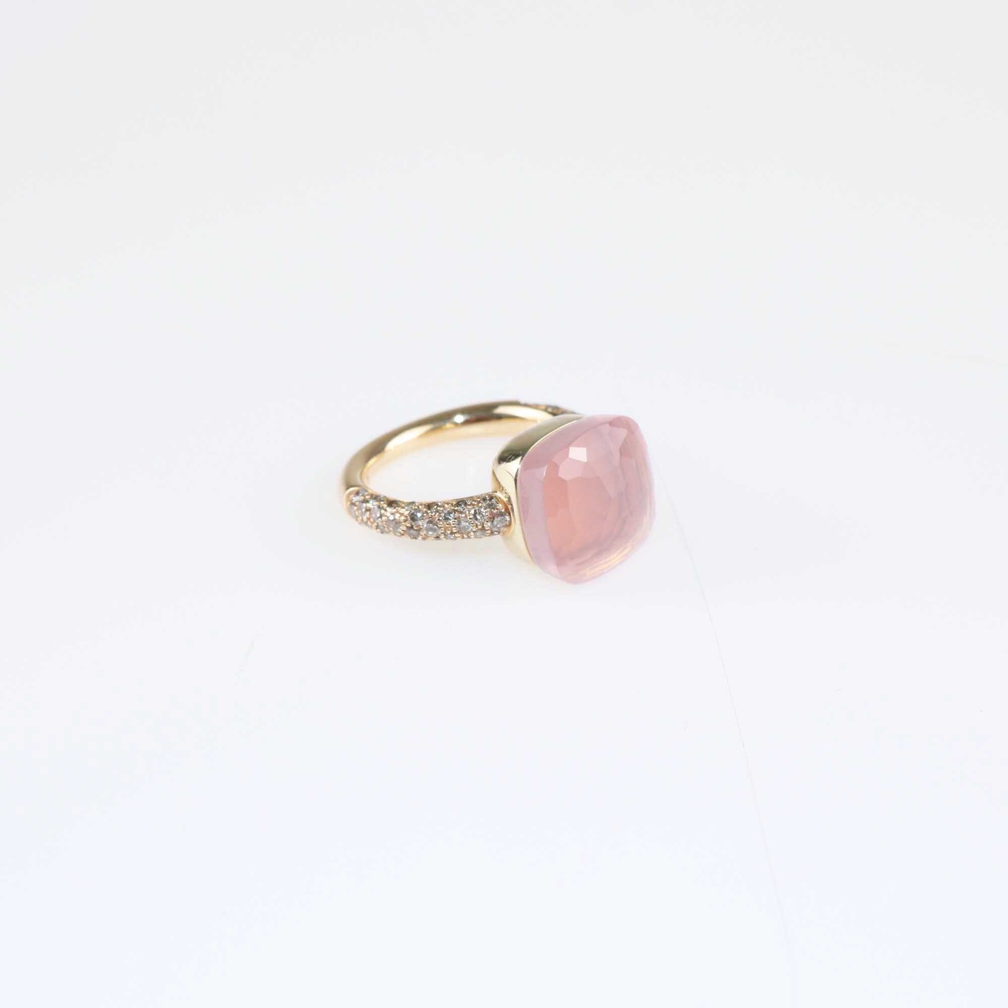 Pomellato Nudo Mxi Rose Quartz 18K Ros Gold Diamond Ring Size 54 Fine Jewellery Pomellato 