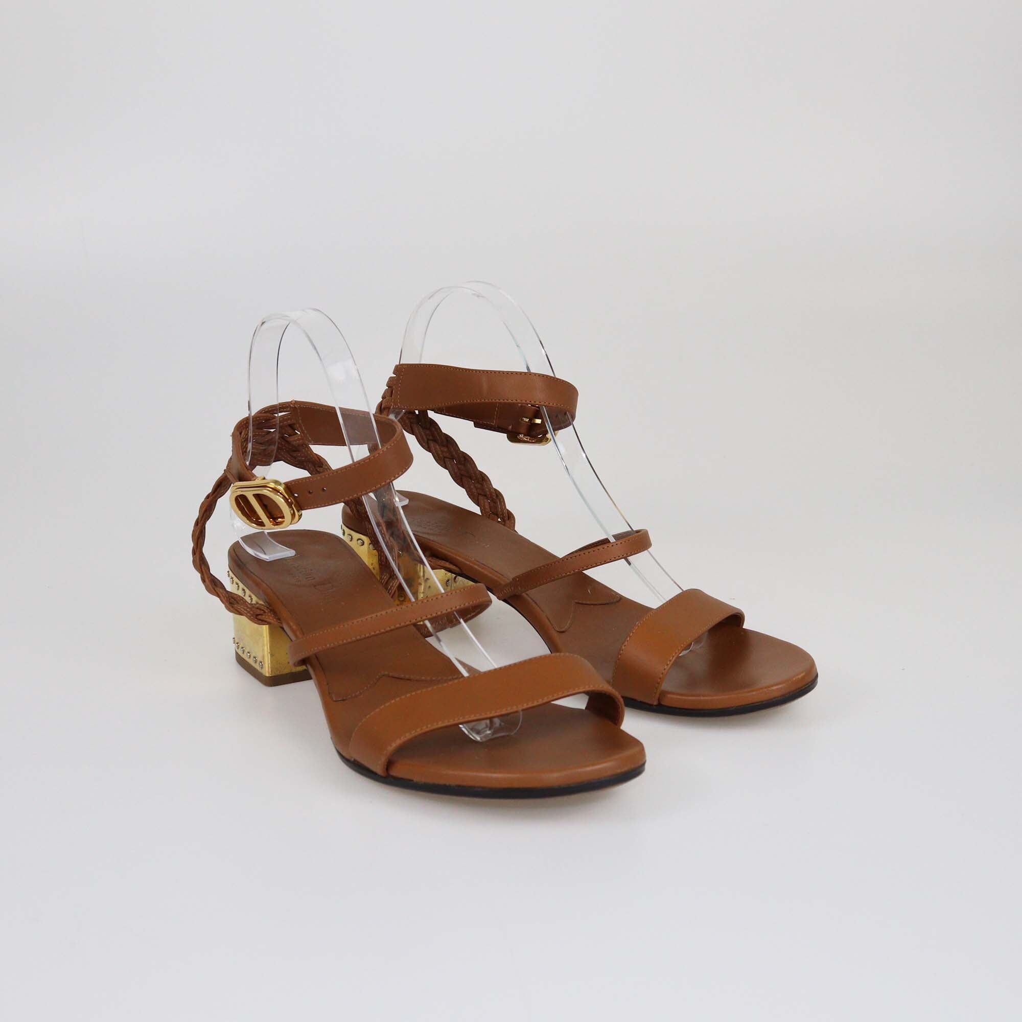 Dior Brown Egee Ankle Strap Sandals Womens Christian Dior 