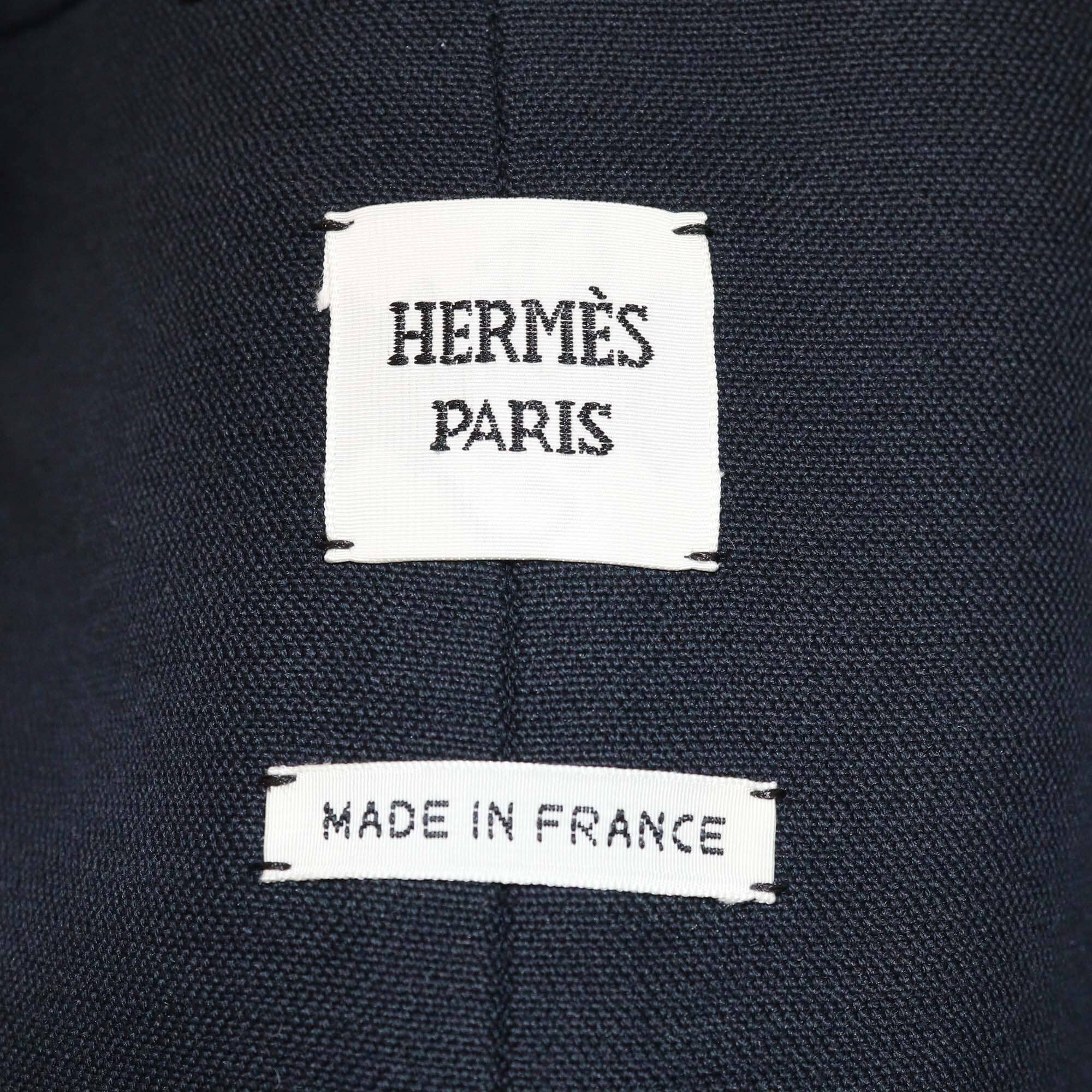 Hermes Navy Blue Sleeveless Coat Cotton Dress Womens Hermes 