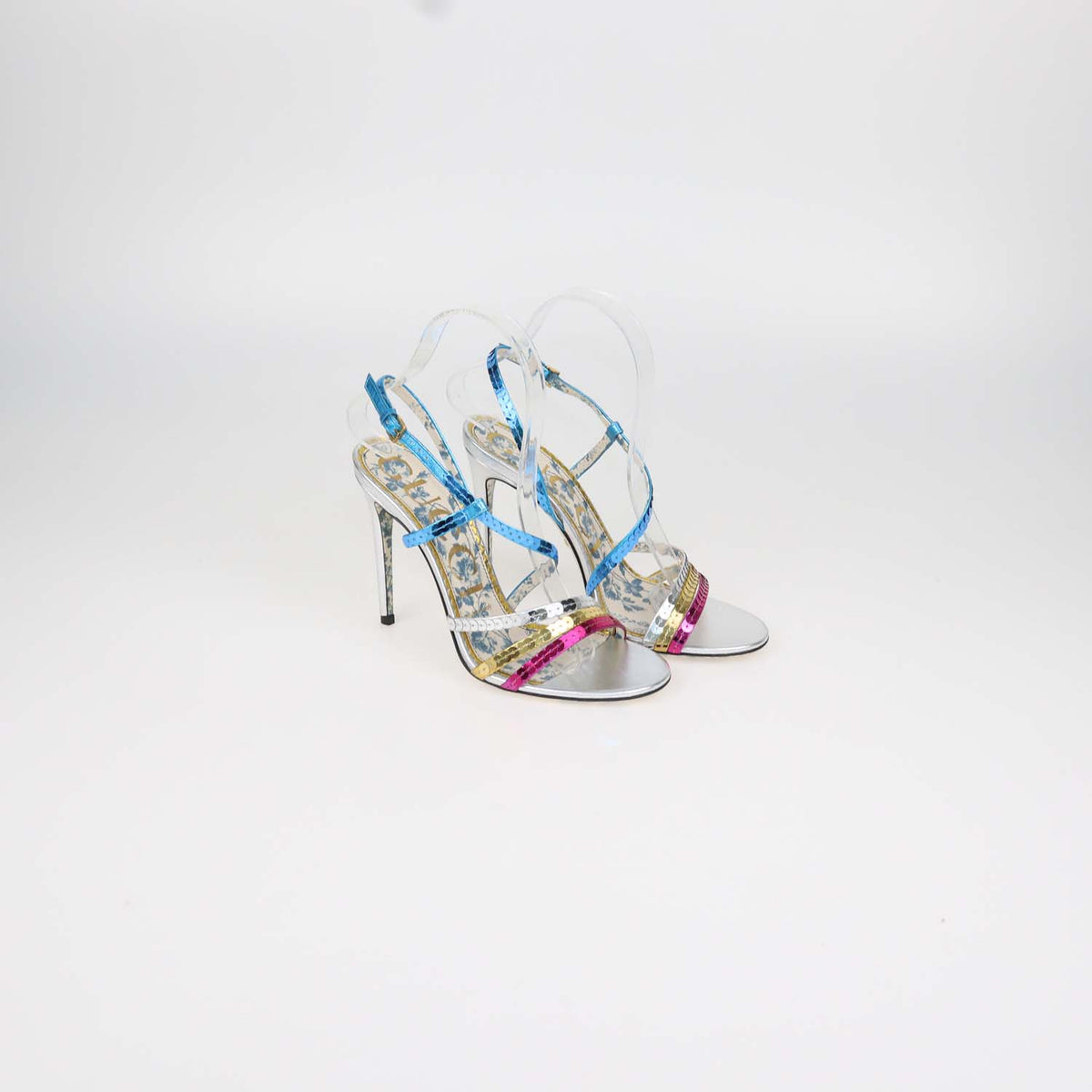 Gucci Multicolor Sequins Strappy Haines Sandals