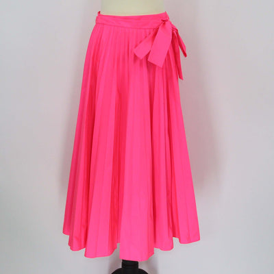 Valentino Neon Pink Polyester Tied-Waist Pleated Midi Skirt Womens Valentino 