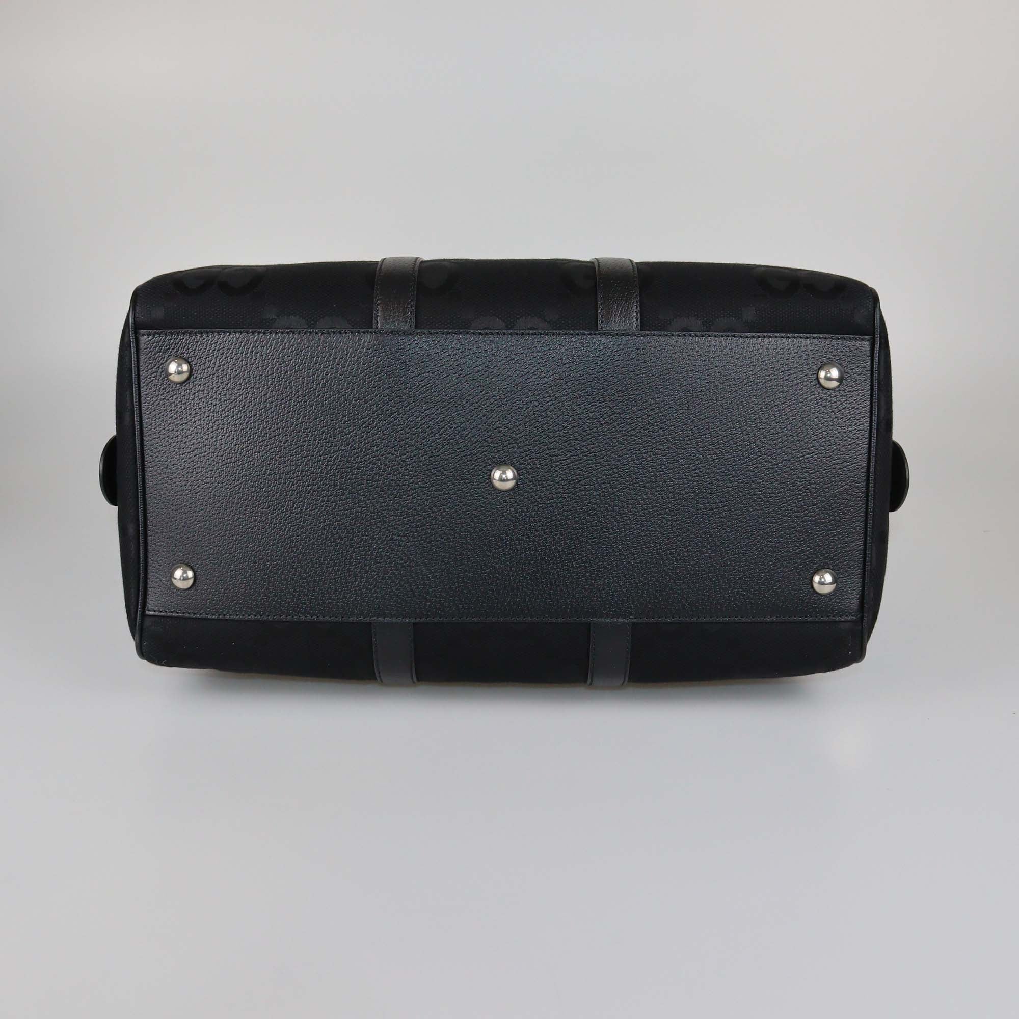 Gucci Black Canvas Leather Jumbo GG Small Duffle Bag