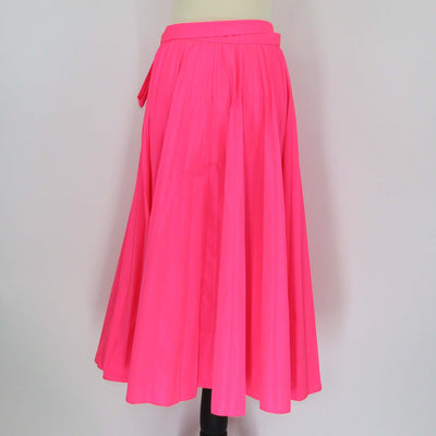 Valentino Neon Pink Polyester Tied-Waist Pleated Midi Skirt Womens Valentino 