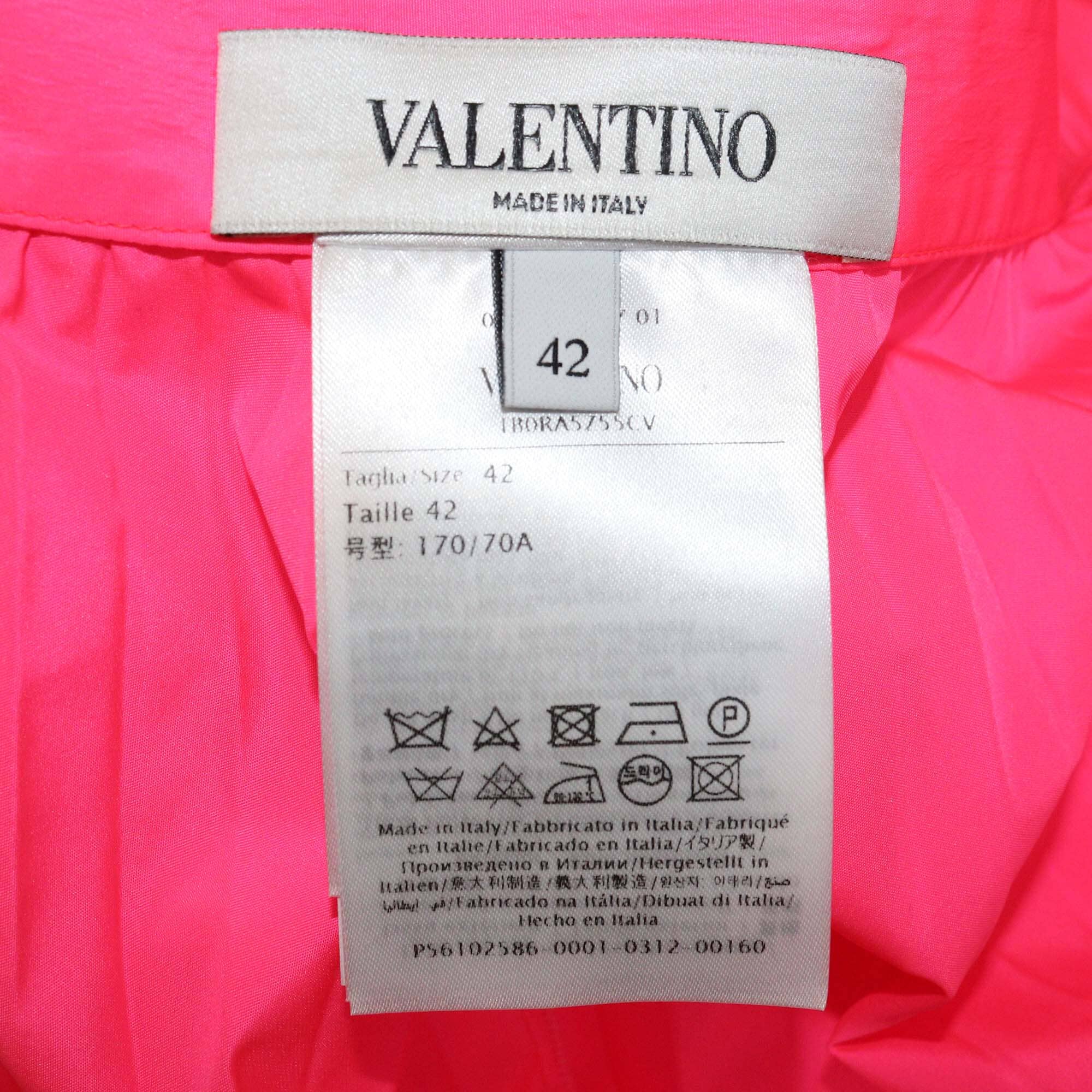 Valentino Neon Pink Polyester Tied-Waist Pleated Midi Skirt Womens Valentino 