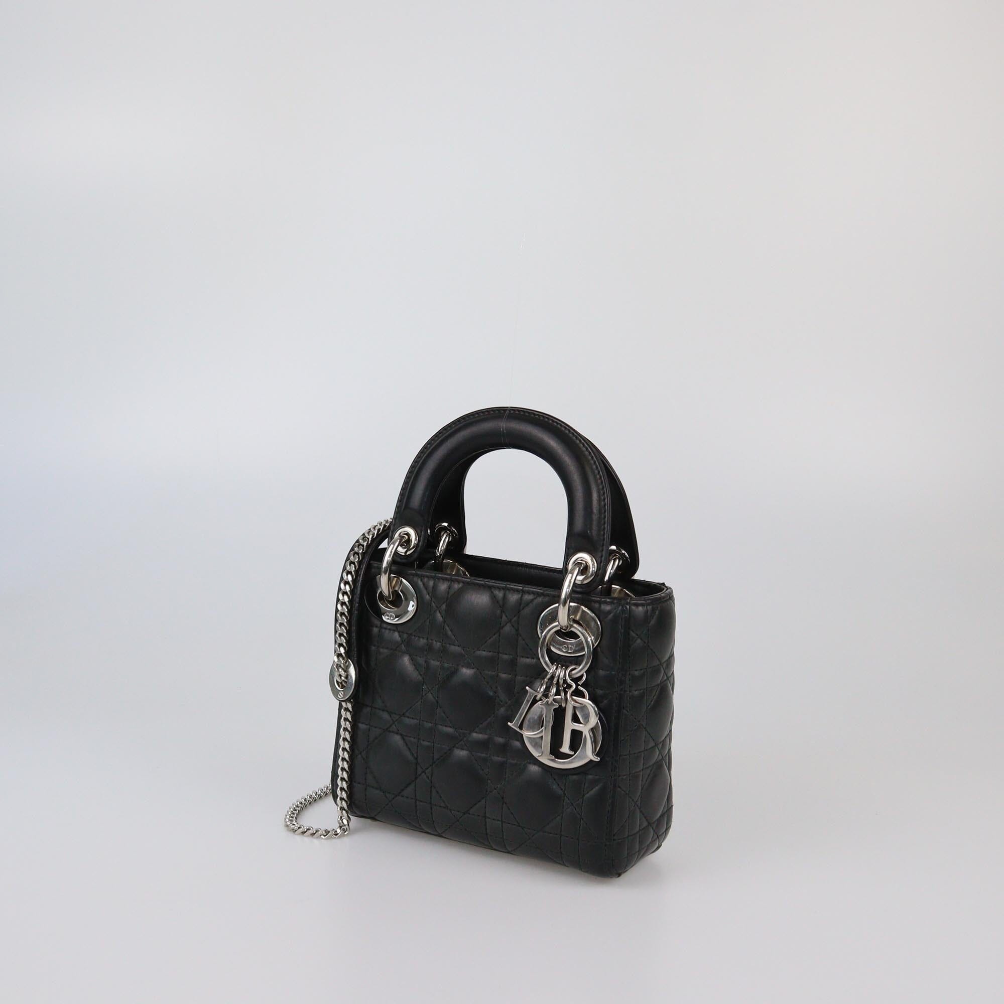 Christian Dior Black Mini Lambskin Cannage Lady Dior Bag Womens Christian Dior 