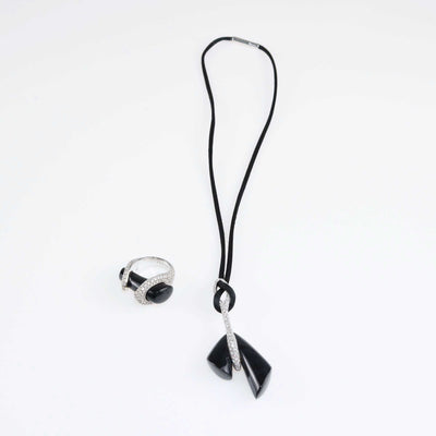Gucci White Gold Onyx & Diamond Pavé Horsebit Ring & Necklace Fine Jewellery Gucci 