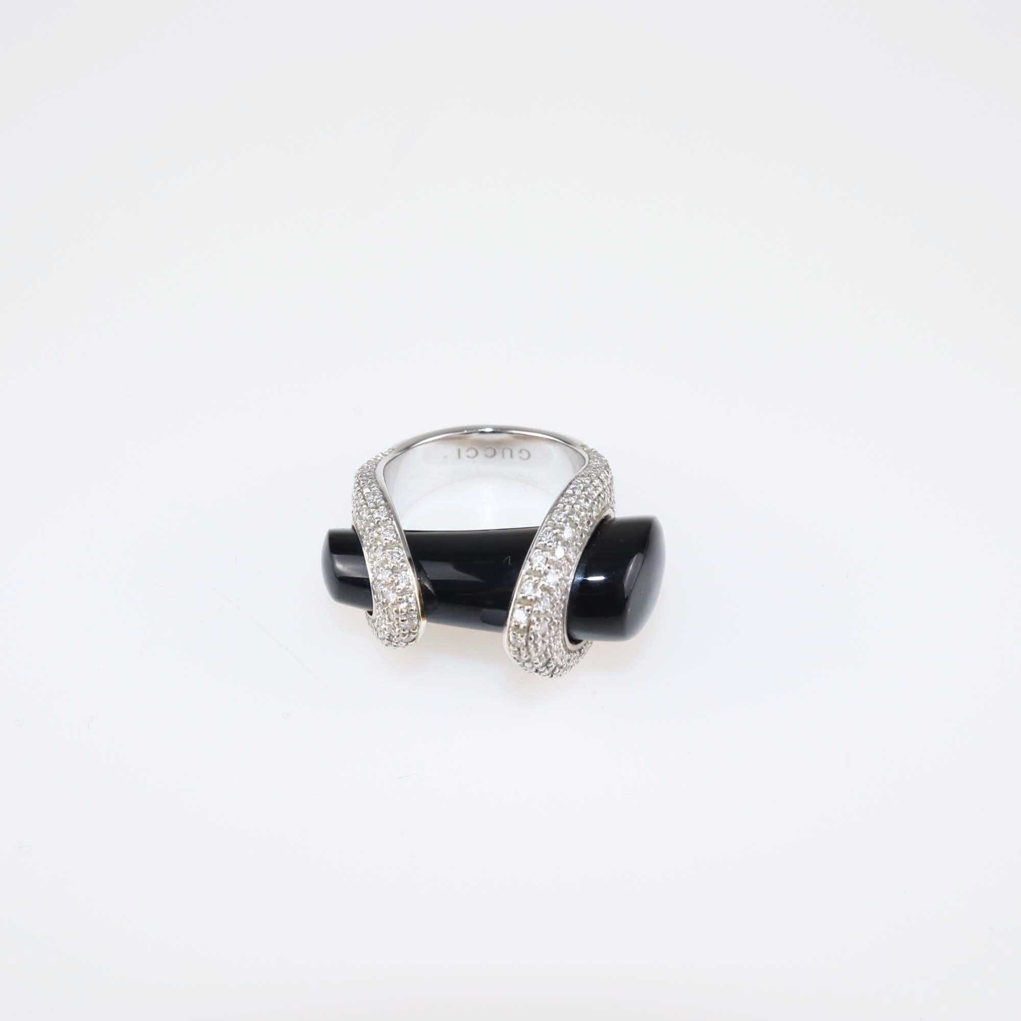 Gucci White Gold Onyx & Diamond Pavé Horsebit Ring & Necklace Fine Jewellery Gucci 