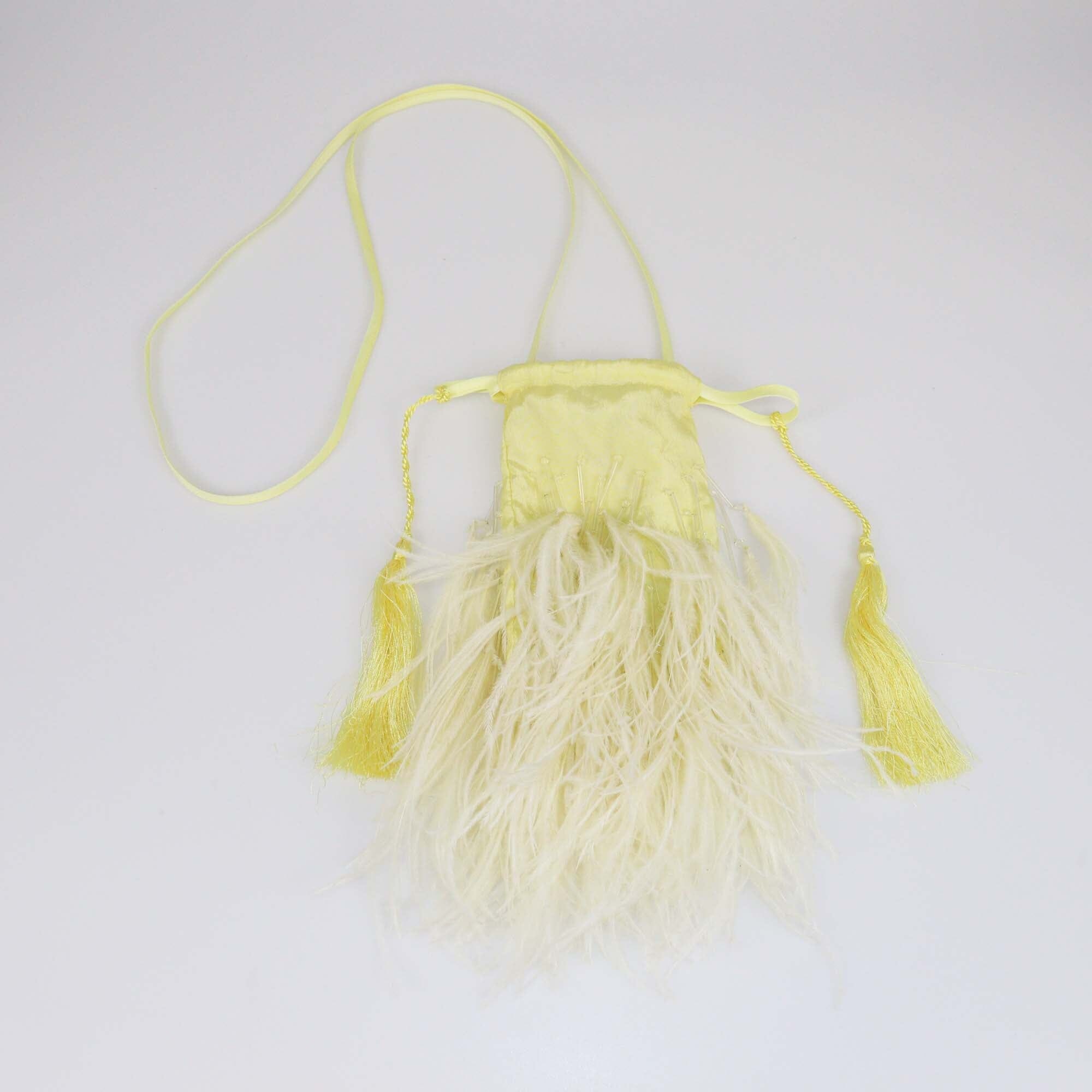 The Attico Lime Ostrich Feathers Mini Bag Pouch Womens The Attico 