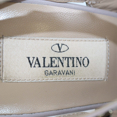 Valentino Beige Patent Leather Rockstud Caged Pumps