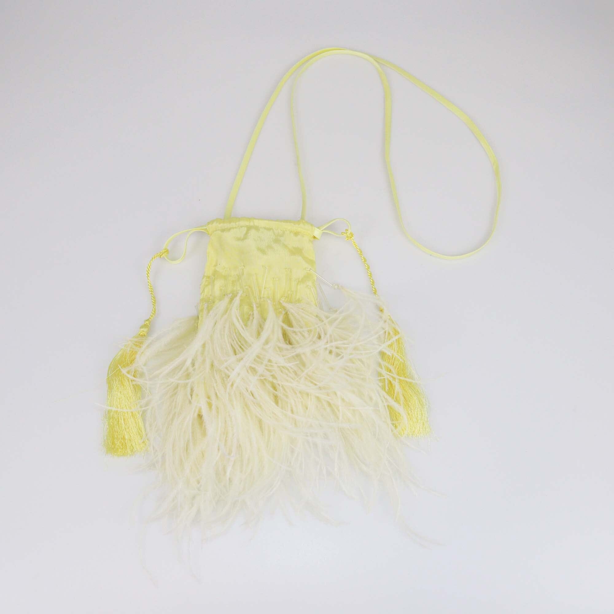 The Attico Lime Ostrich Feathers Mini Bag Pouch Womens The Attico 