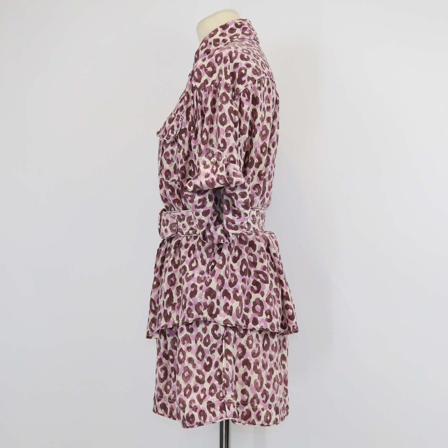 Zimmermann Purple Leopard Print Short Sleeve Shirt & Mini Short Set