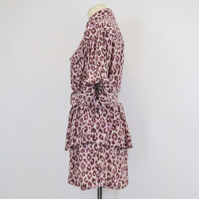 Zimmermann Purple Leopard Print Short Sleeve Shirt & Mini Short Set