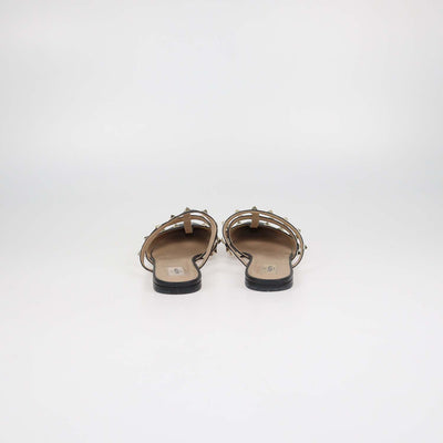 Valentino Black Leather Rockstud Pointed Toe Flat Mules