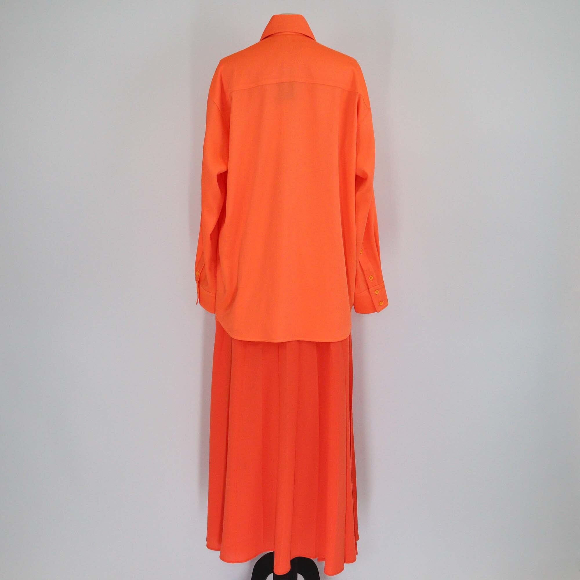 Christopher John Rogers Orange Oversized Long Sleeve Shirt & Pleated Skirt Set Womens Christopher John Rogers 
