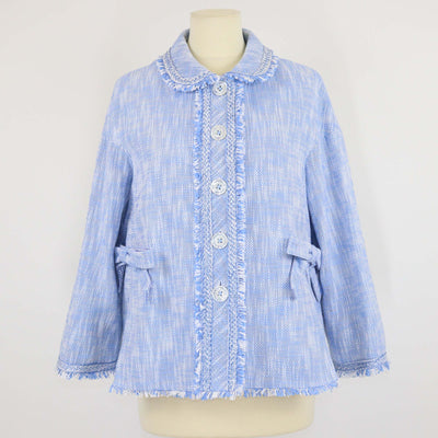 Maison Common Blue/White Tweed Bow Detail Jacket