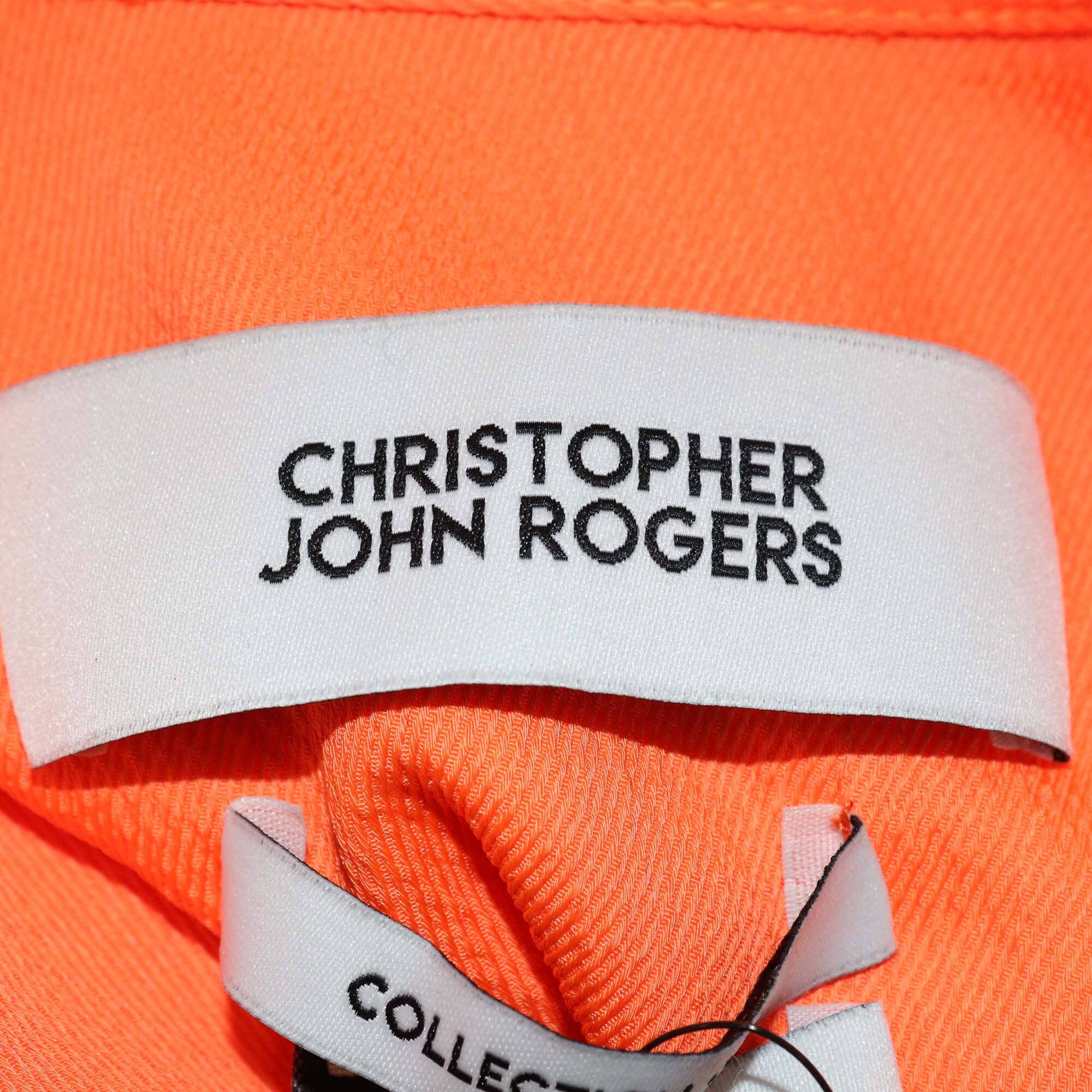 Christopher John Rogers Orange Oversized Long Sleeve Shirt & Pleated Skirt Set Womens Christopher John Rogers 