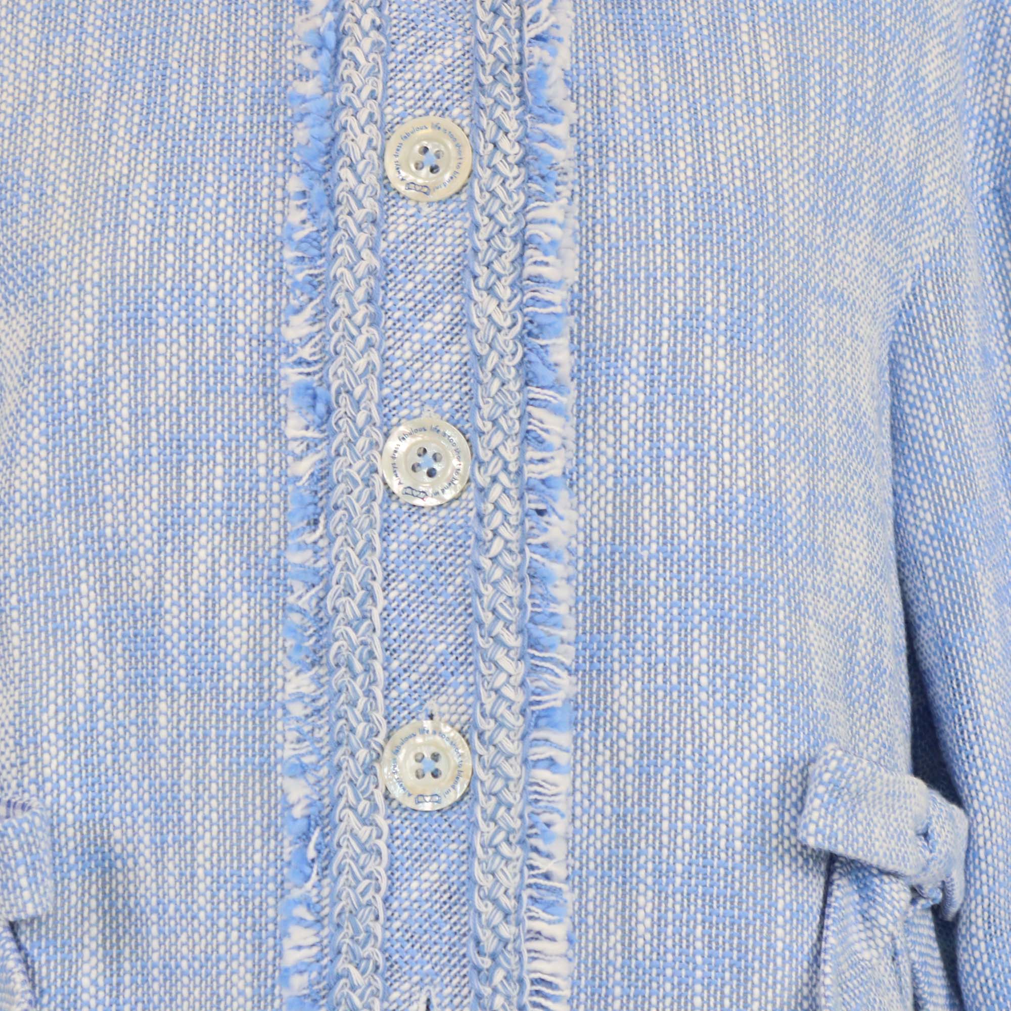 Maison Common Blue/White Tweed Bow Detail Jacket