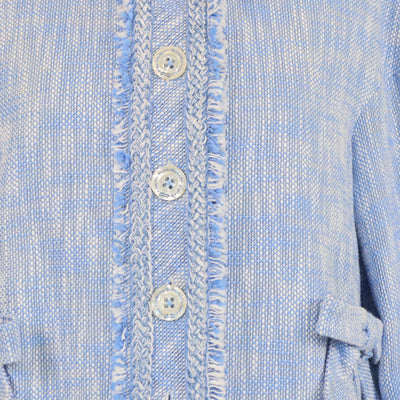 Maison Common Blue/White Tweed Bow Detail Jacket