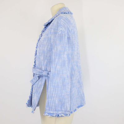 Maison Common Blue/White Tweed Bow Detail Jacket