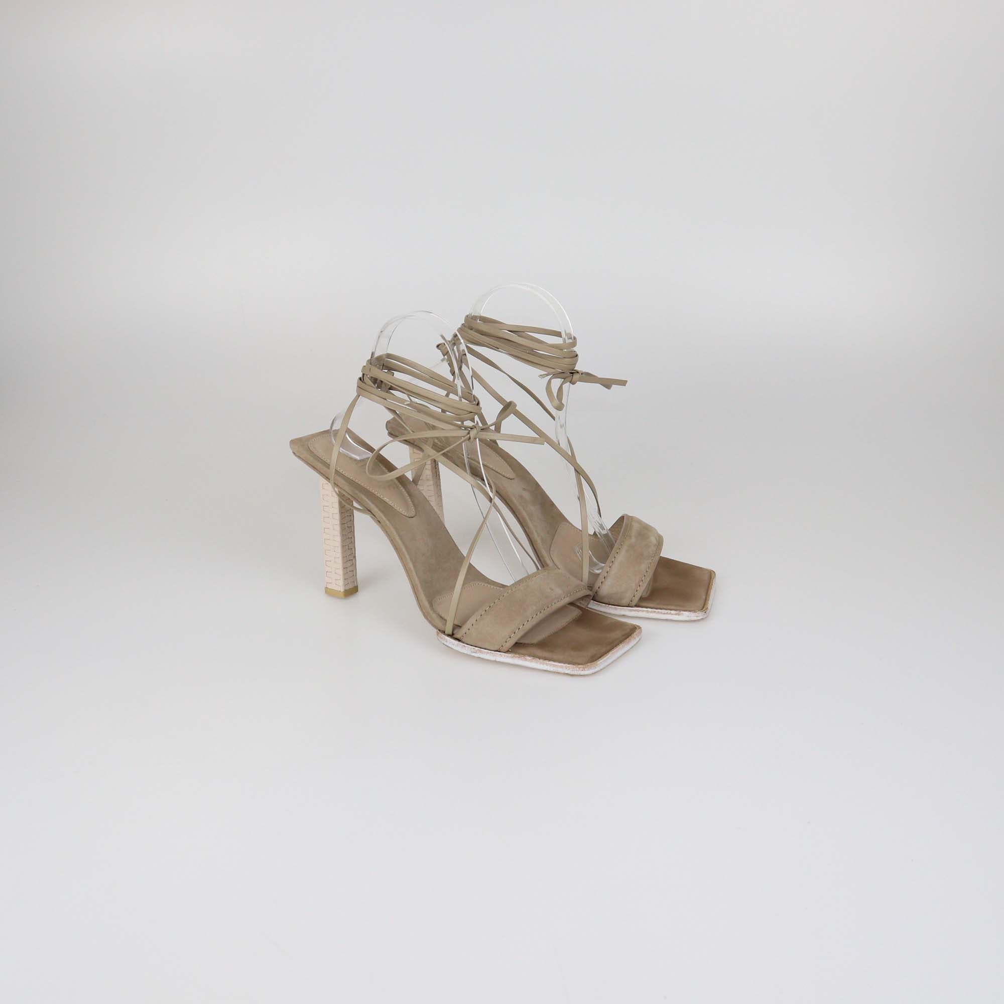 Jacquemus Beige Suede Strappy Adour Sandals