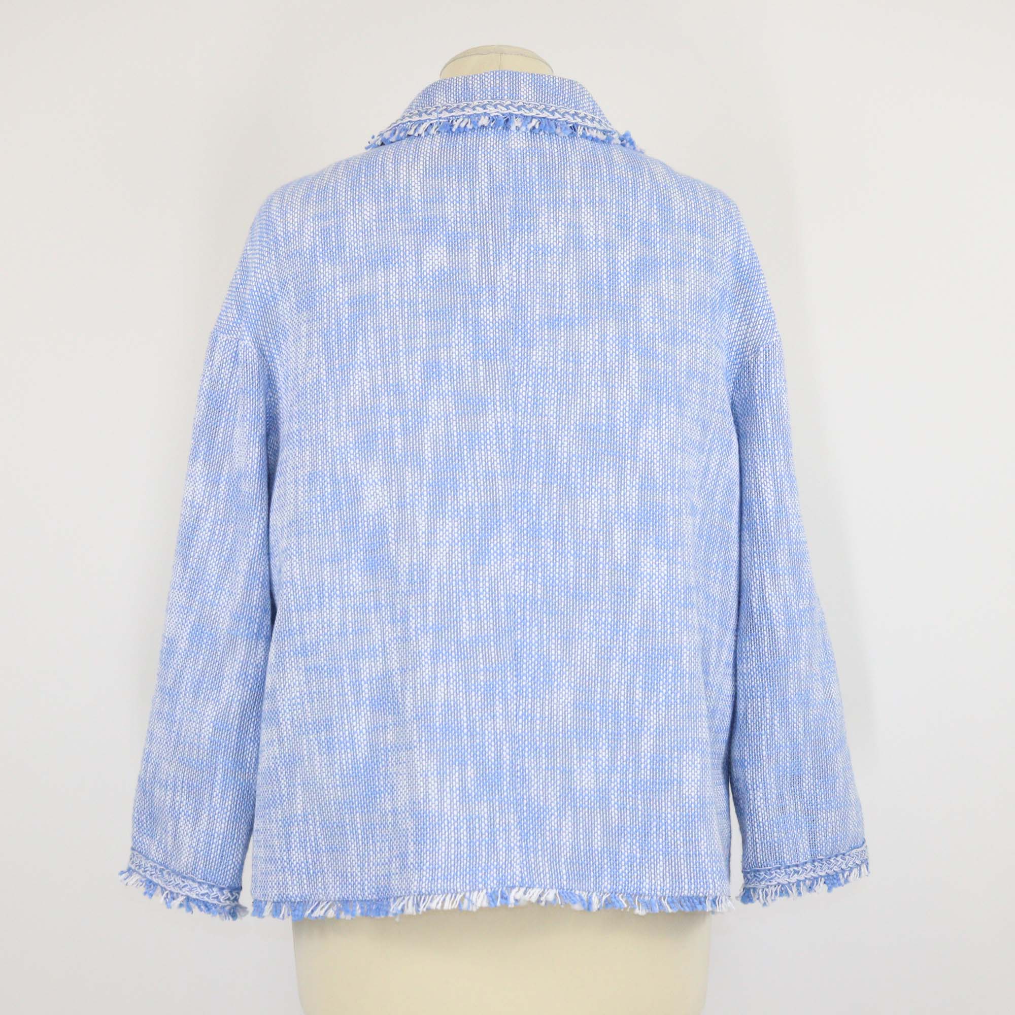 Maison Common Blue/White Tweed Bow Detail Jacket