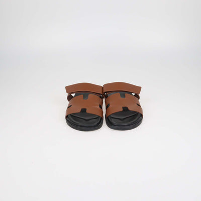 Hermes Gold Leather Chypre Sandals