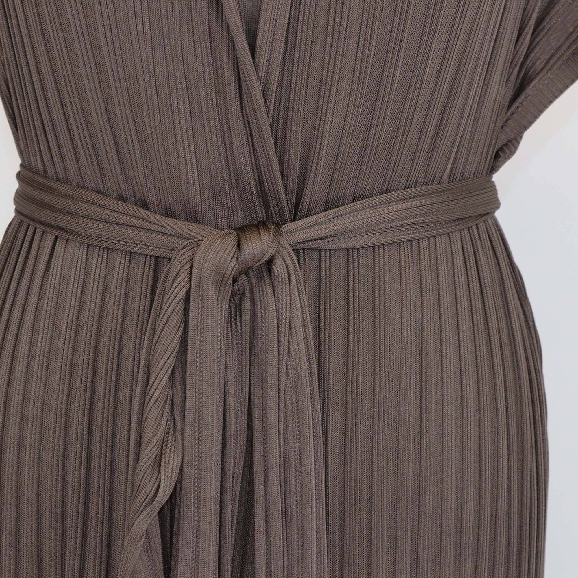 Hermes Dark Brown Viscose Sleeveless Dress & Belted Open Long Cardigan Set Womens Hermes 