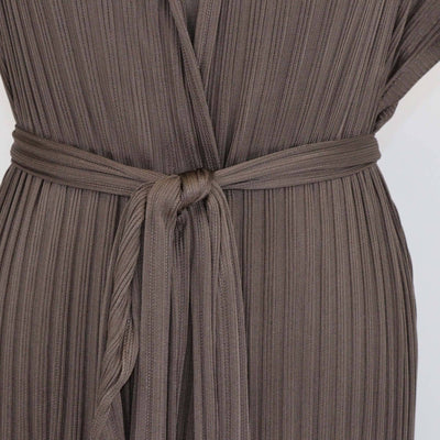 Hermes Dark Brown Viscose Sleeveless Dress & Belted Open Long Cardigan Set Womens Hermes 