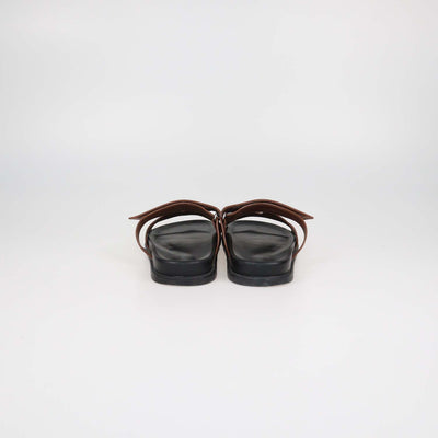 Hermes Gold Leather Chypre Sandals