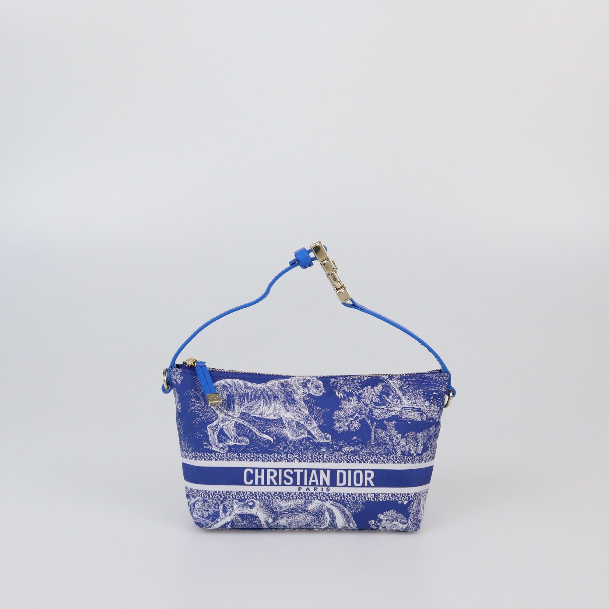 Christian Dior Blue Small Technical Fabric Toile de Jouy Reverse DiorTravel Nomad Pouch Womens Christian Dior 