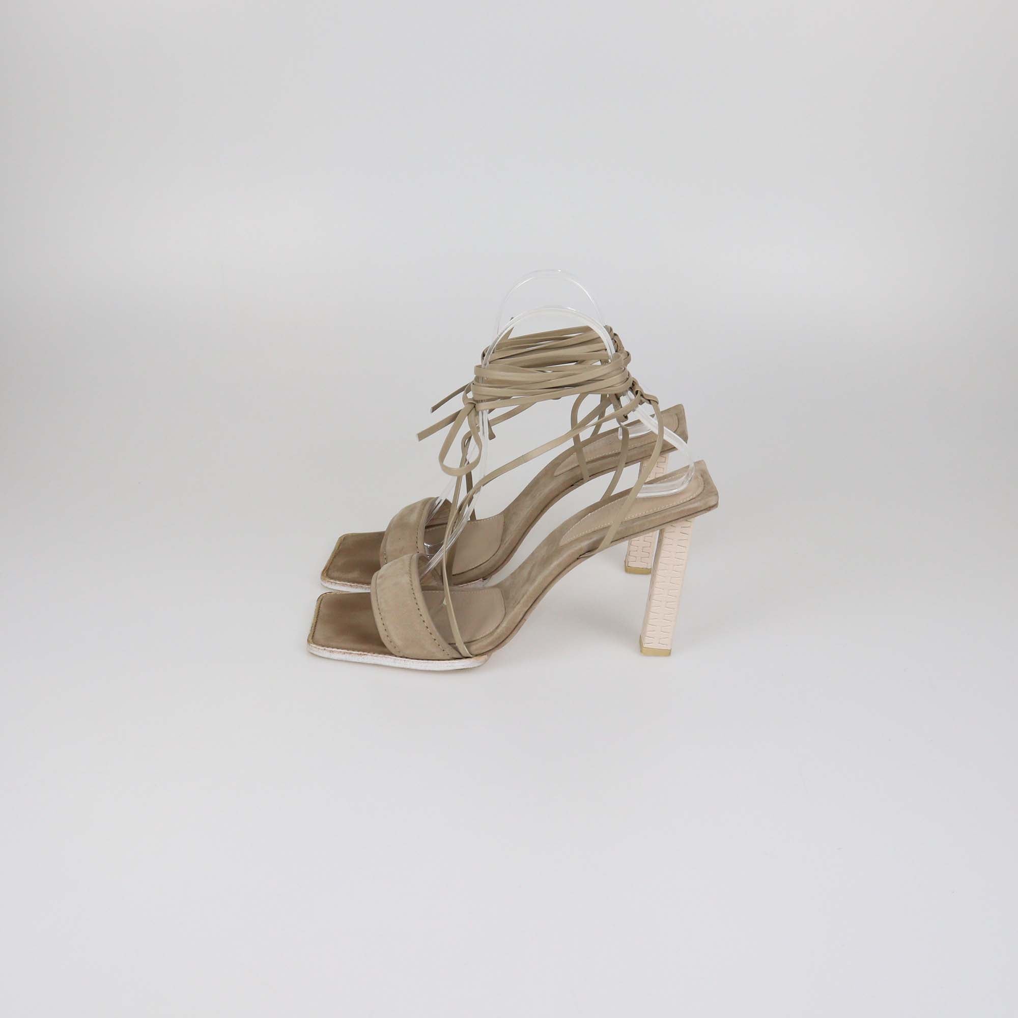 Jacquemus Beige Suede Strappy Adour Sandals