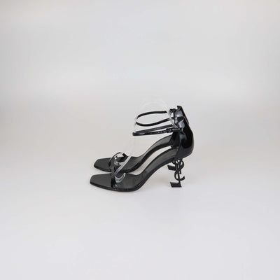 Saint Laurent Black Patent Leather Opyum Ankle Strap Sandals