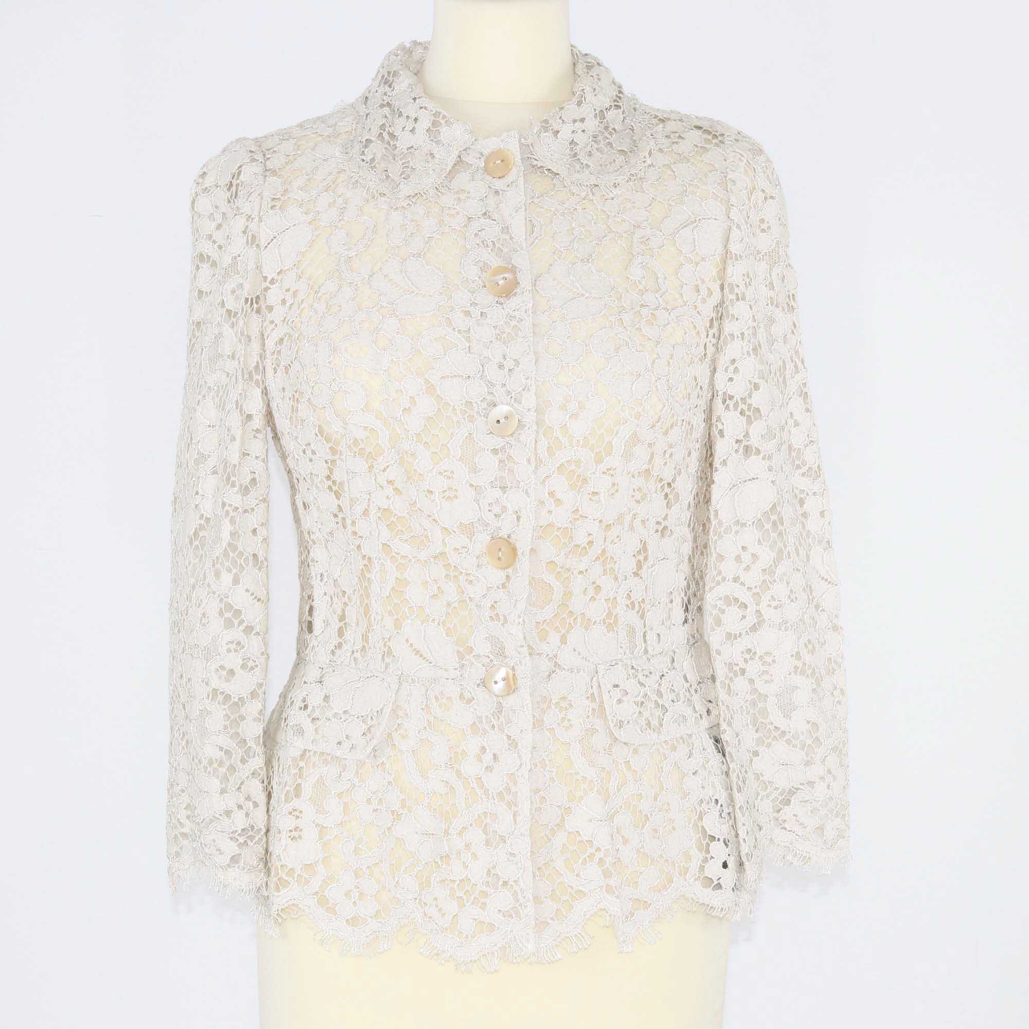 Dolce & Gabbana White Lace Long Sleeve Top Clothing Dolce & Gabbana 