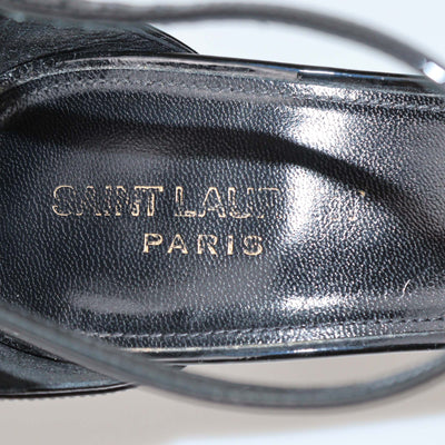 Saint Laurent Black Patent Leather Opyum Ankle Strap Sandals