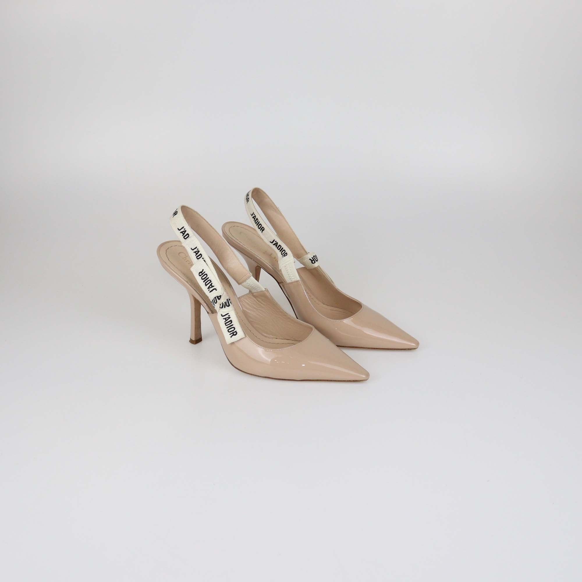 Christian Dior Beige Patent Leather J'Adior Slingback Pumps