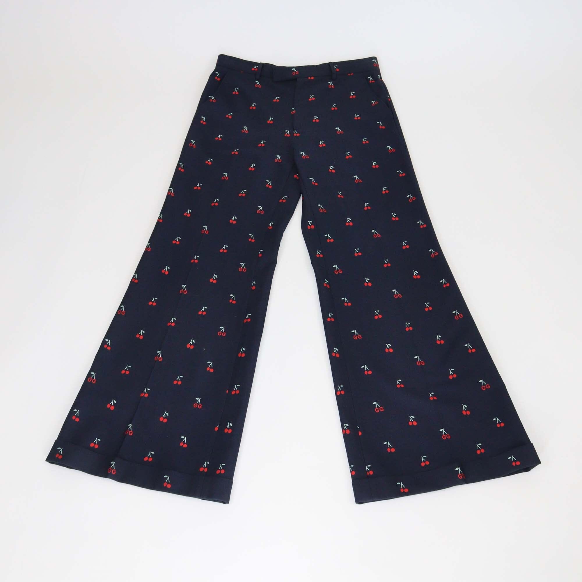 Gucci Navy Blue GG Cherry Boot Cut Trouser Womens Gucci 