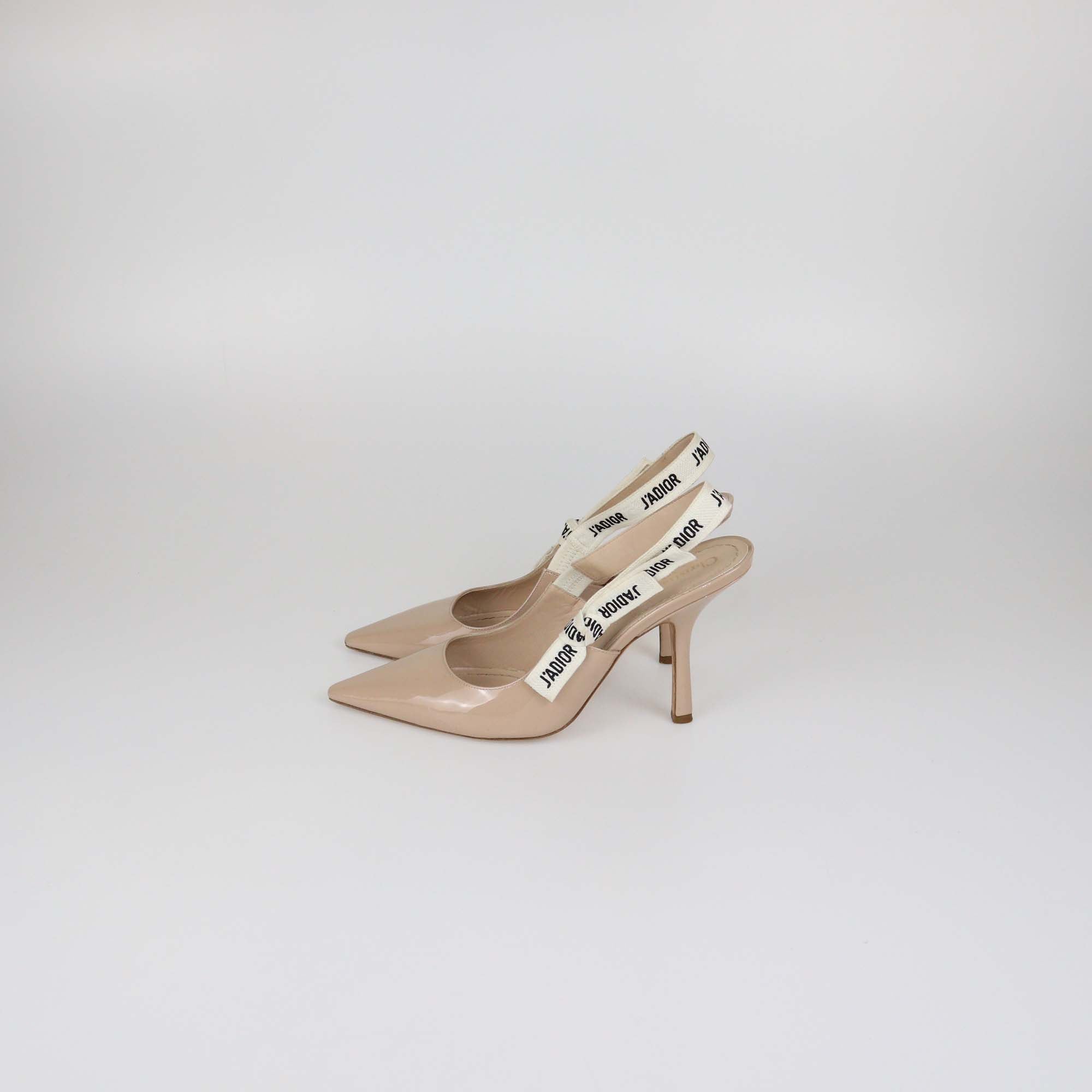 Christian Dior Beige Patent Leather J'Adior Slingback Pumps