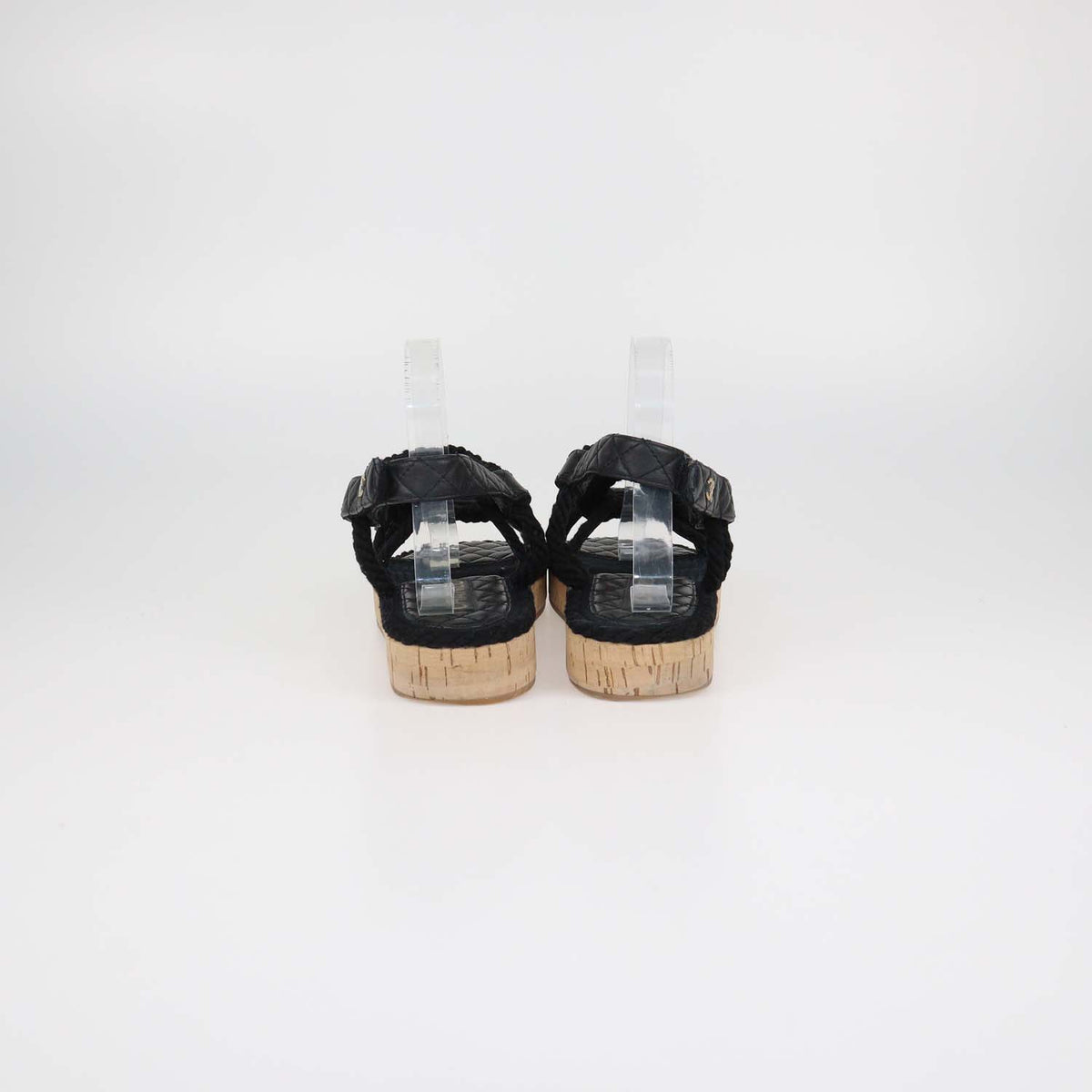 Chanel Black Quilted Leather and Rope Dad Flat Sandals