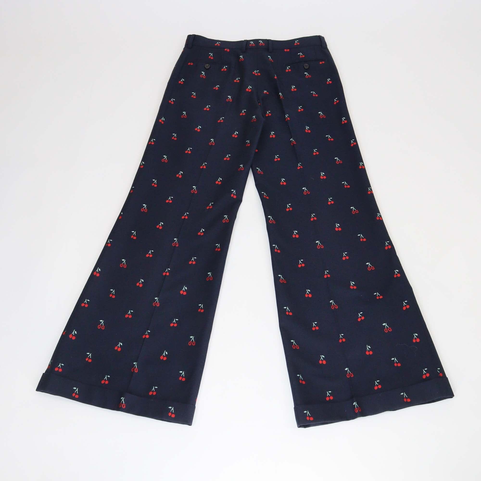 Gucci Navy Blue GG Cherry Boot Cut Trouser Womens Gucci 