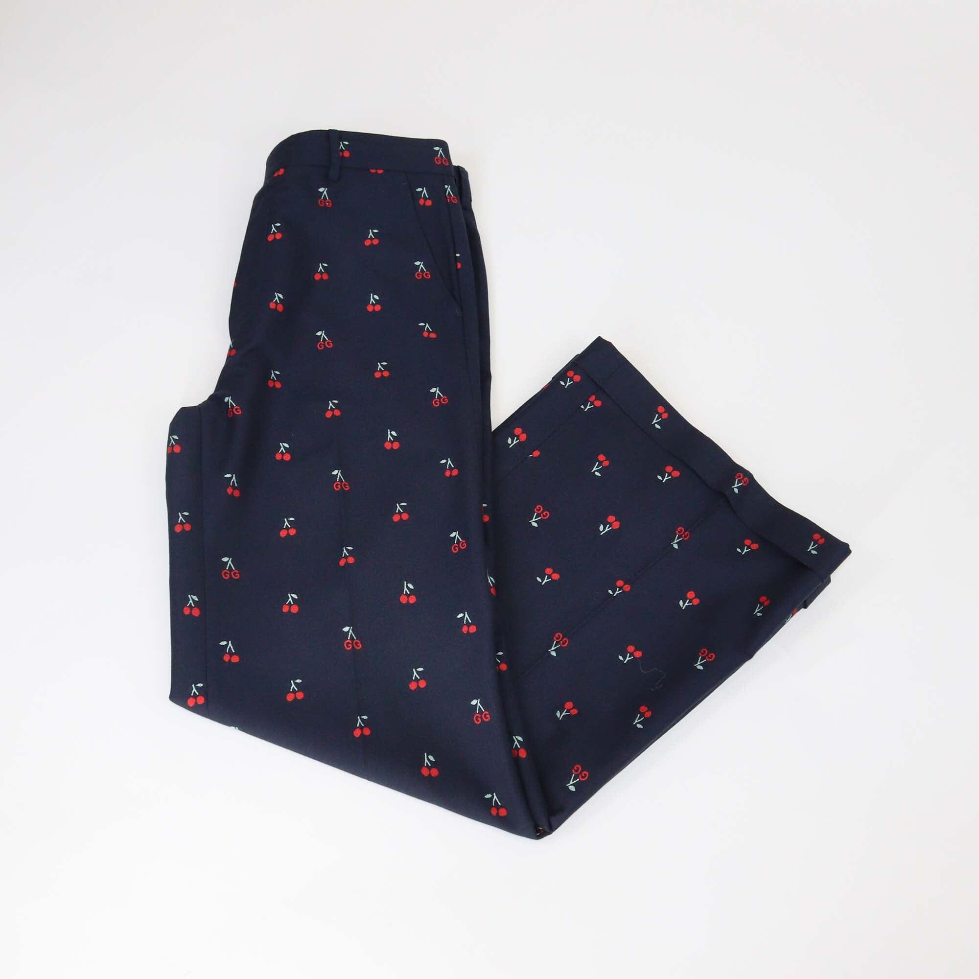 Gucci Navy Blue GG Cherry Boot Cut Trouser Womens Gucci 