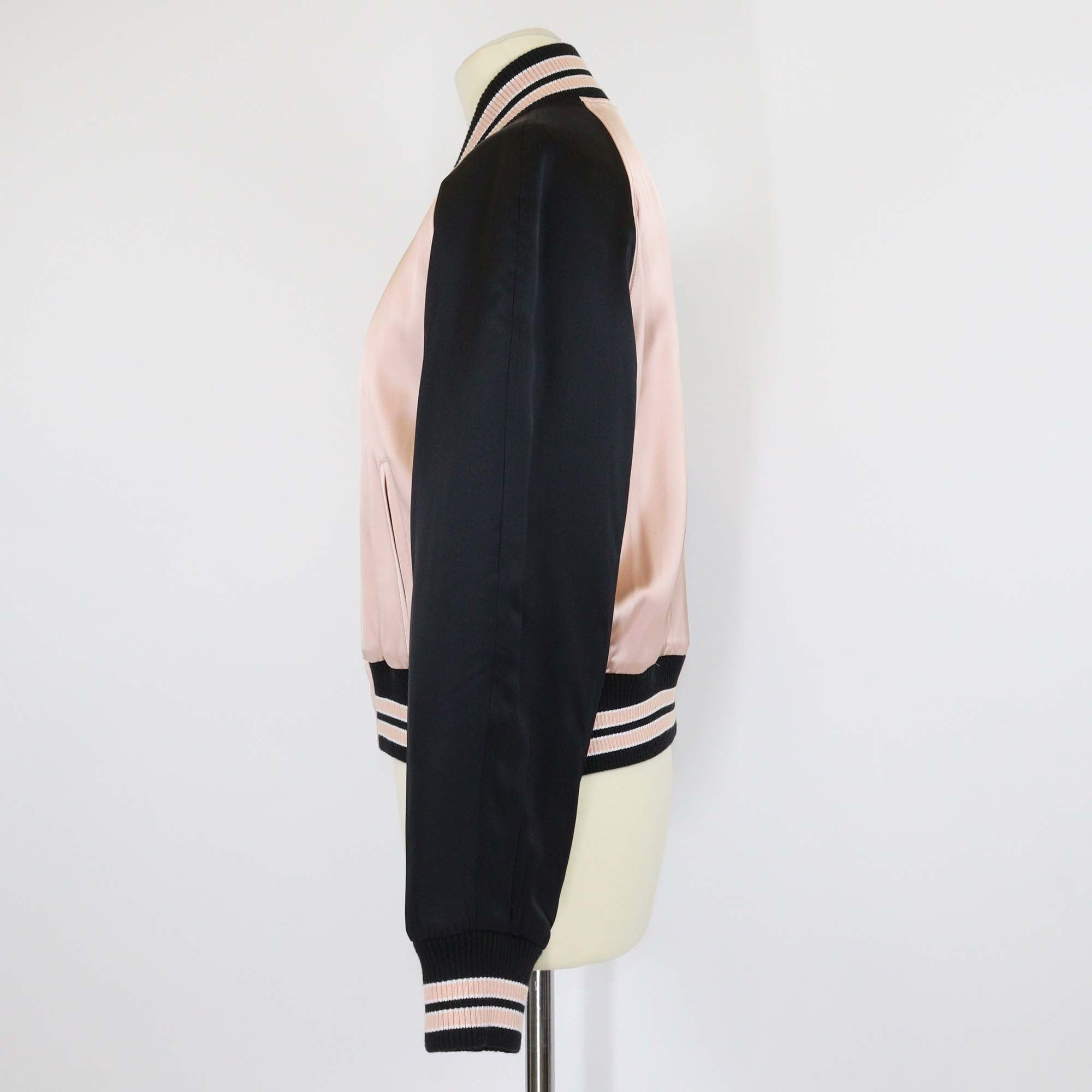 Saint Laurent Pink/Black Viscose Schott Varsity Jacket