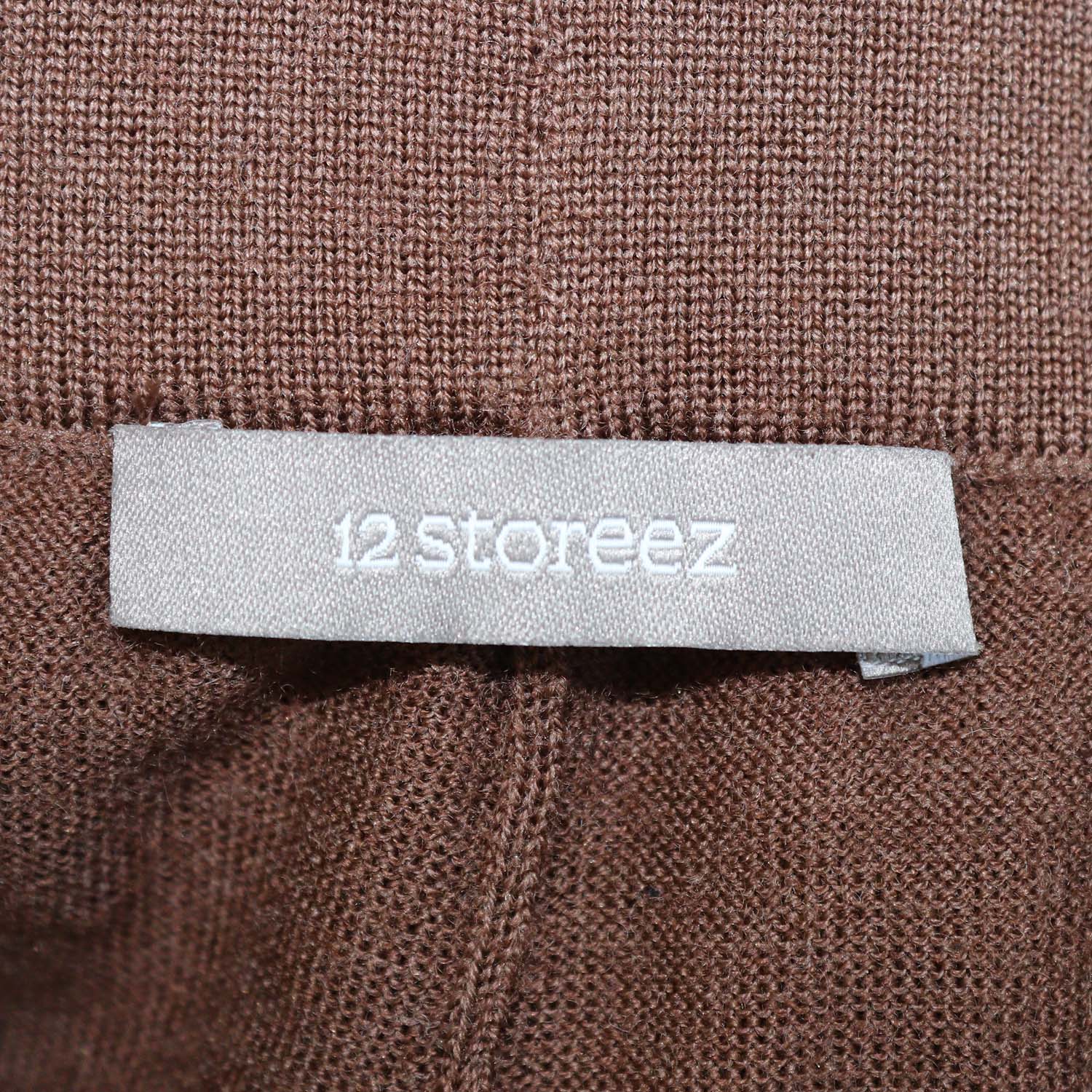 12 Storeez Brown Wool Silk Blend Knitted Trouser