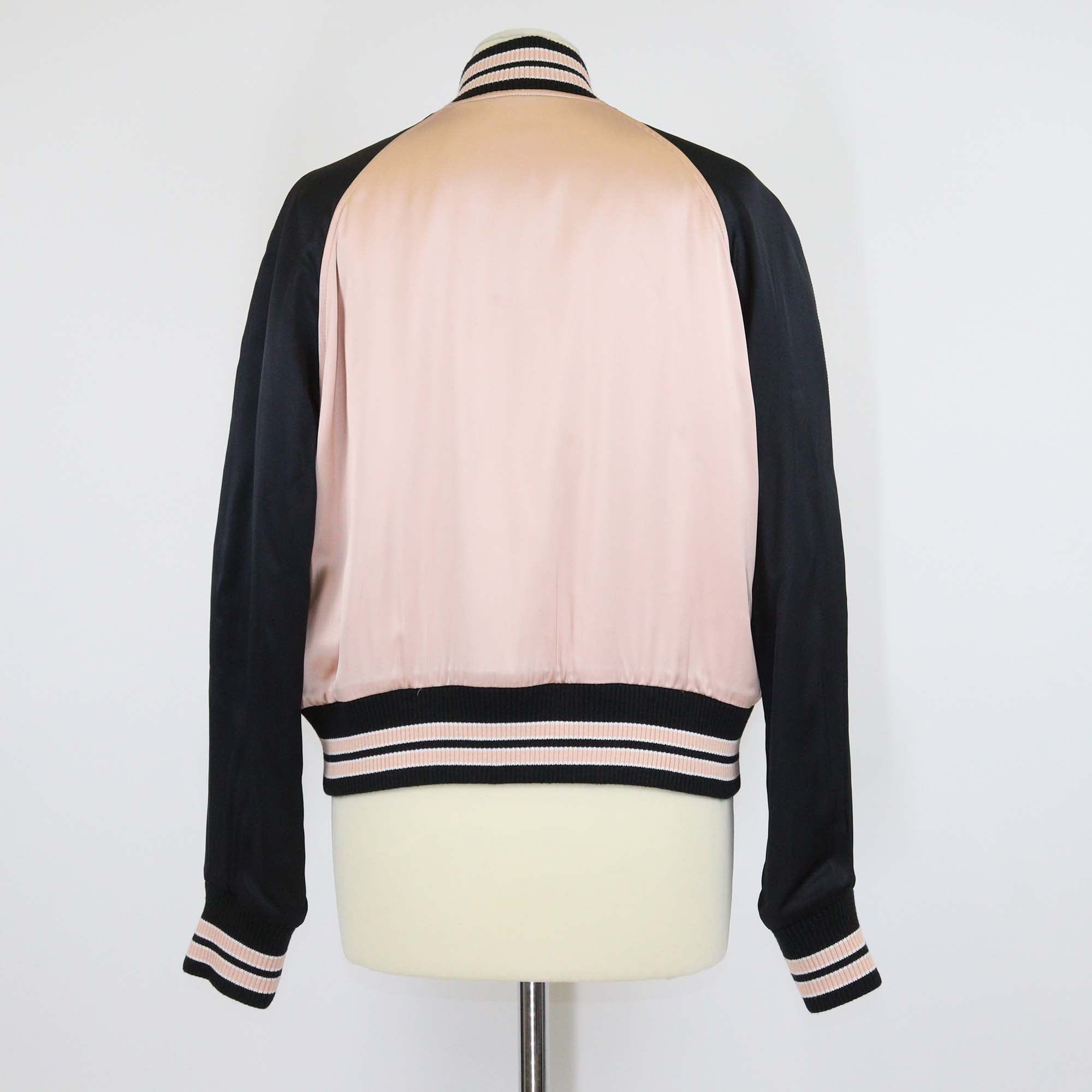 Saint Laurent Pink/Black Viscose Schott Varsity Jacket