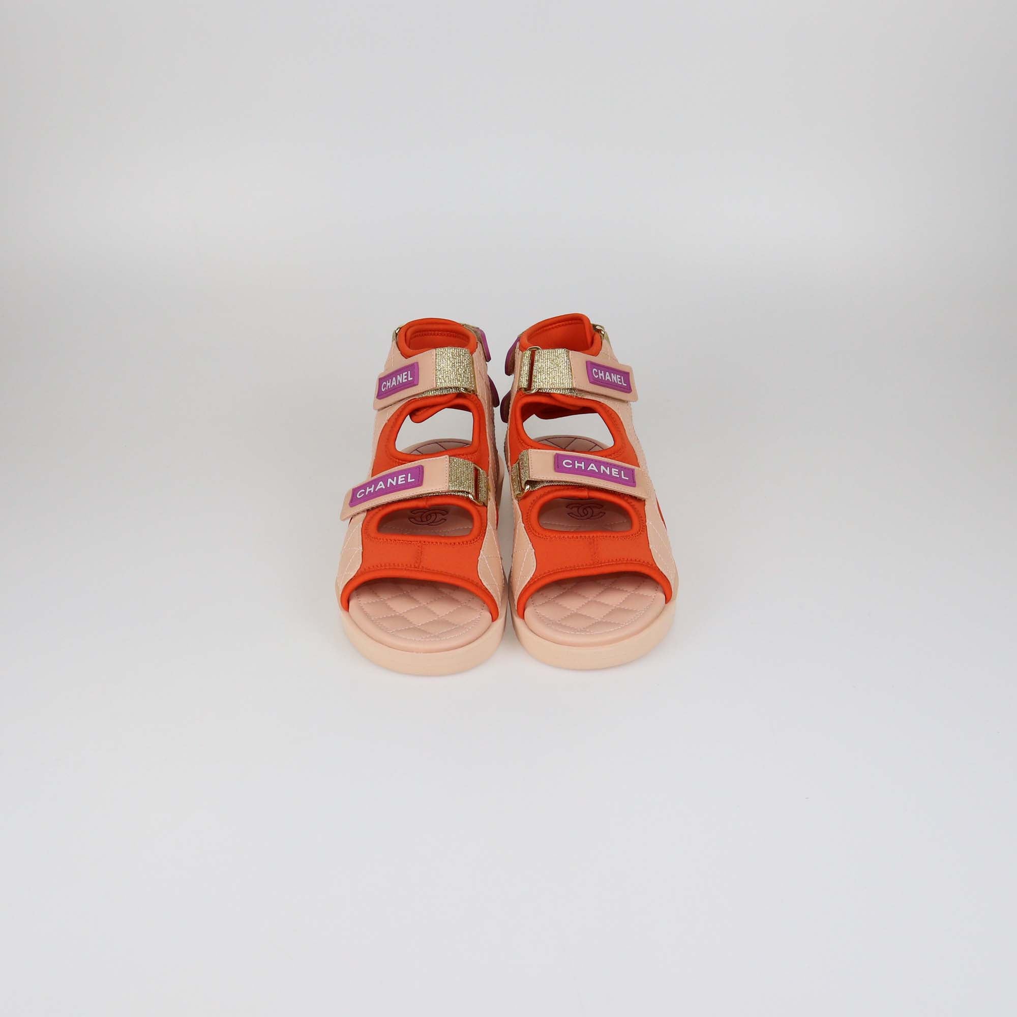 Chanel Multicolor Quilted Leather and Technical Fabric Sport Sandals