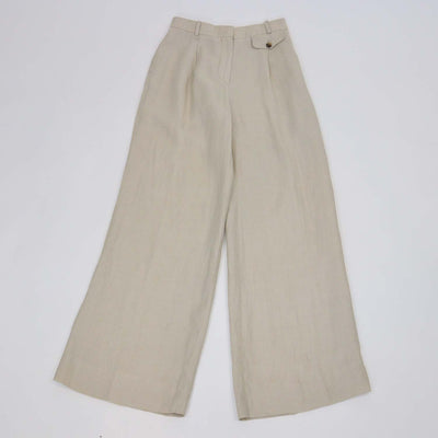 Loro Piana Beige Linen Wide Leg Trouser