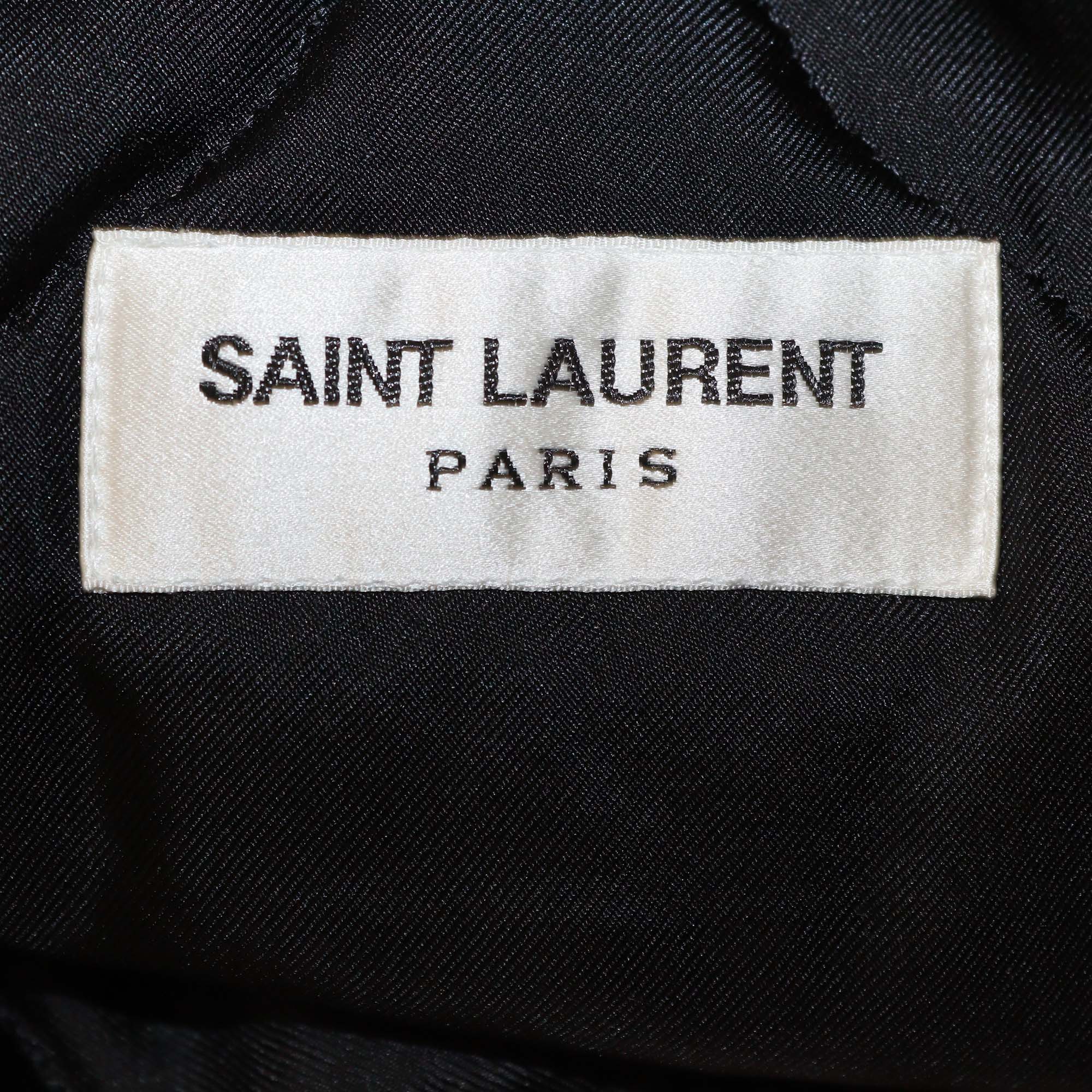 Saint Laurent Pink/Black Viscose Schott Varsity Jacket