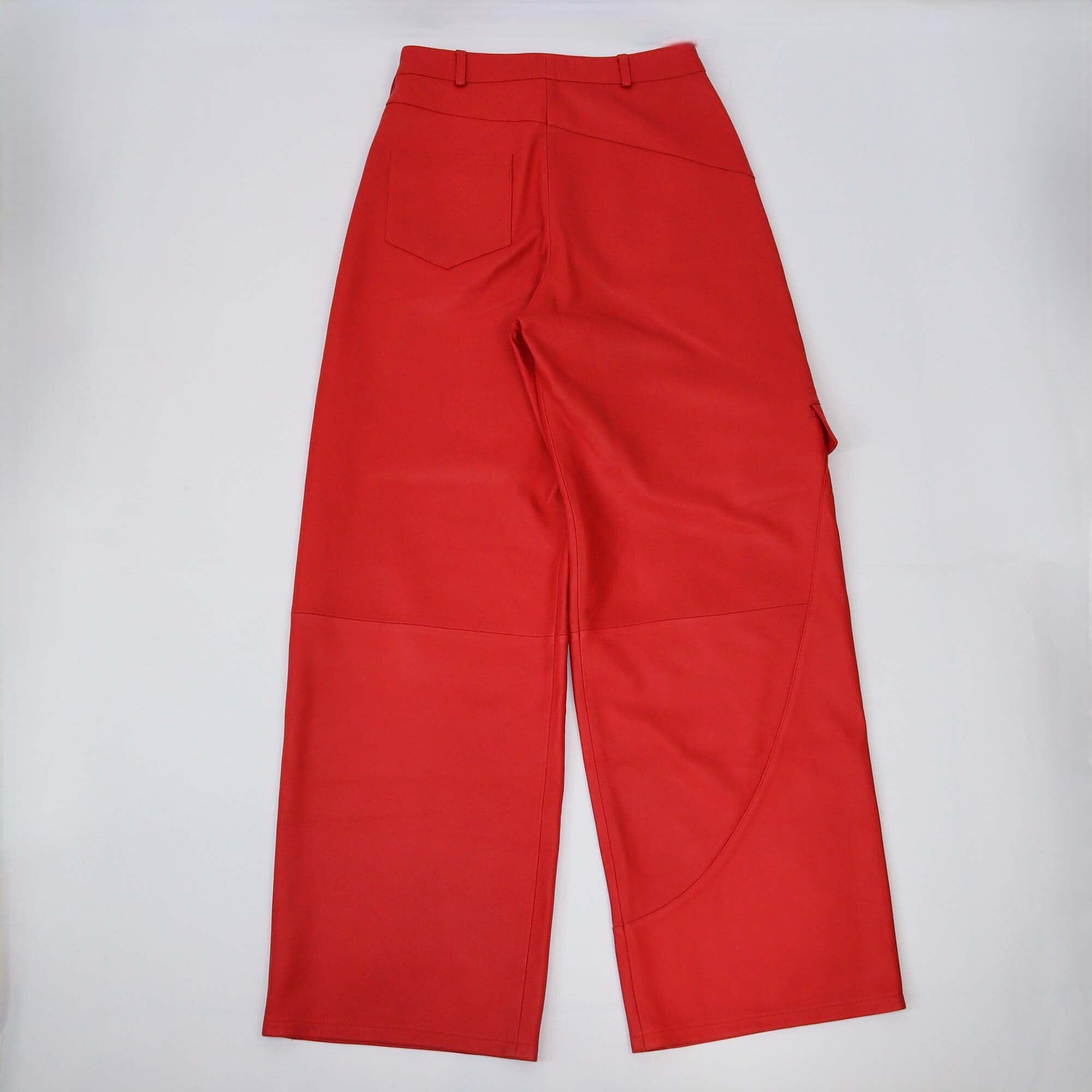 Jacquemus Red Leather Wide Pants Womens Jacquemus 