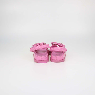 Chanel Pink Quilted Patent Leather Dad Flat Sandals