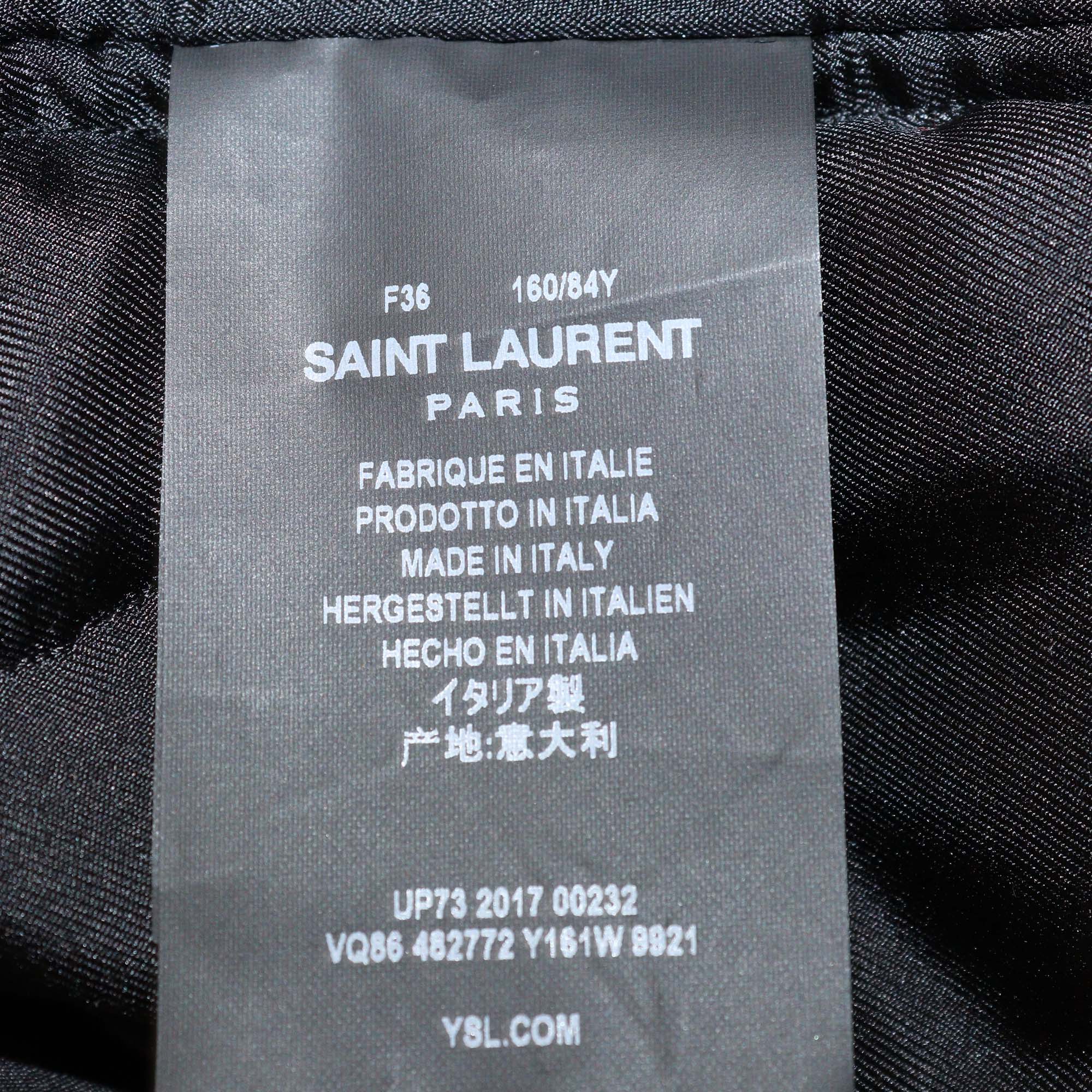 Saint Laurent Pink/Black Viscose Schott Varsity Jacket