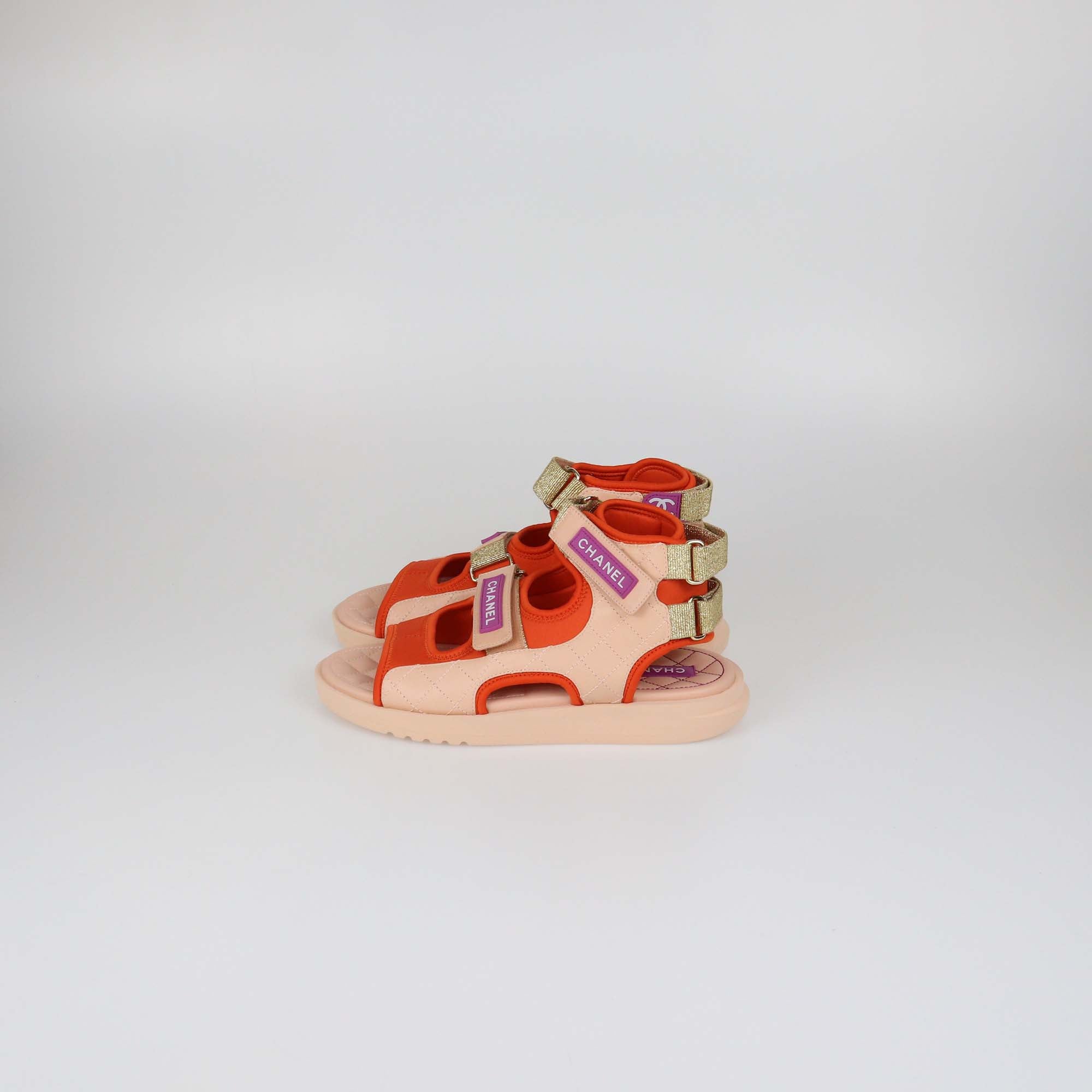 Chanel Multicolor Quilted Leather and Technical Fabric Sport Sandals